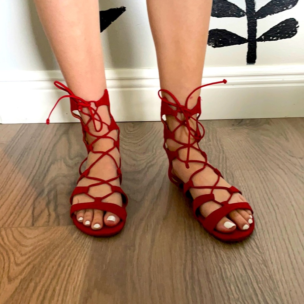 Schultz leather red sandals size 6